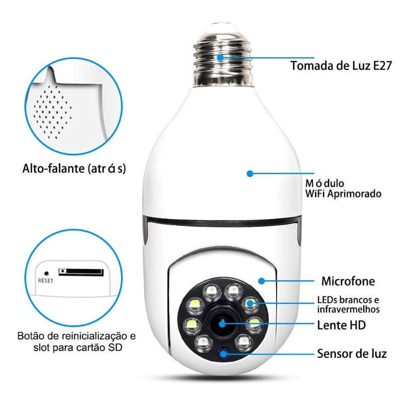 Cámara Bombilla IP WiFi con Visión Nocturna