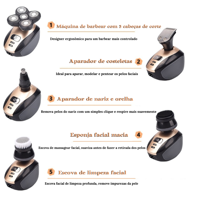 Barbeador e Aparador Profissional À Prova d'água 5 em 1 - Favoritoz