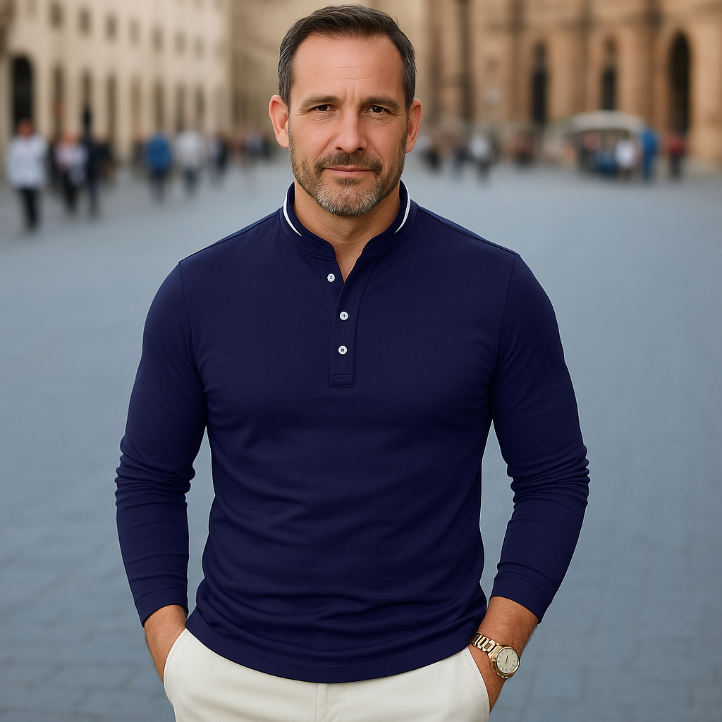 Camisa Manga Longa e Gola Padre Slim Urban